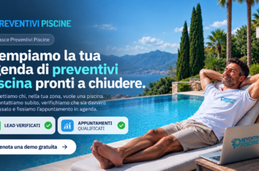 Uomo rilassato a bordo piscina mentre Preventivi Piscine genera lead verificati e appuntamenti qualificati per le aziende del settore.